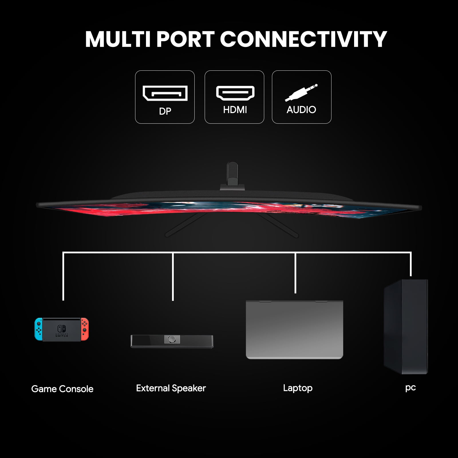 CRUA 27 144Hz/180Hz Curved Gaming Monitor, FHD 1080P VA Screen 1800R  Computer Monitors, 1ms(GTG) with FreeSync, Low Motion Blur, DisplayPort,  HDMI