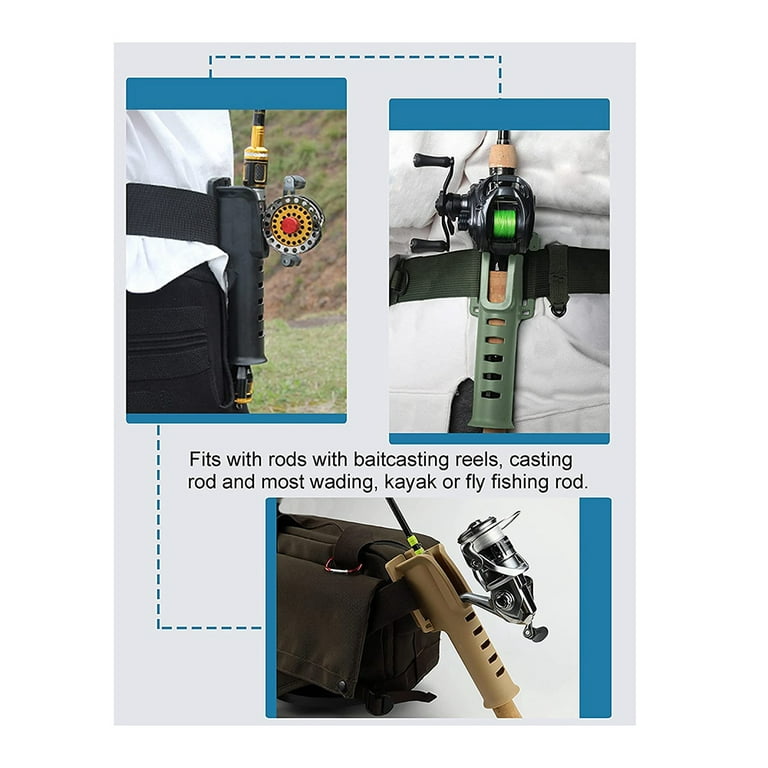 Waist Belt Rod Holder, Portable Waist Fishing Rod Holder Nylon Pole Inserter for Outdoor Lure Fishing | Harfington, Black / 1