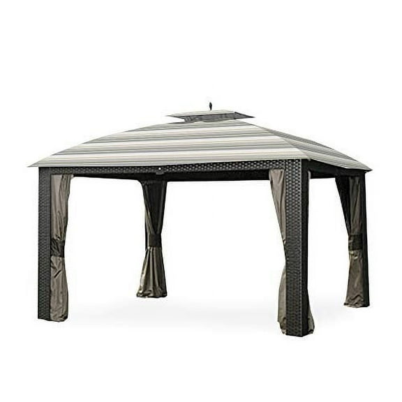 Garden Winds Replacement Canopy Top Cover for the Riviera Gazebo -Standard 350 - Stripe Stone