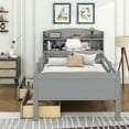 thumbnail image 4 of Euroco Twin Size Wooden Platform bed with Drawers and LED Light, Gray, 4 of 12