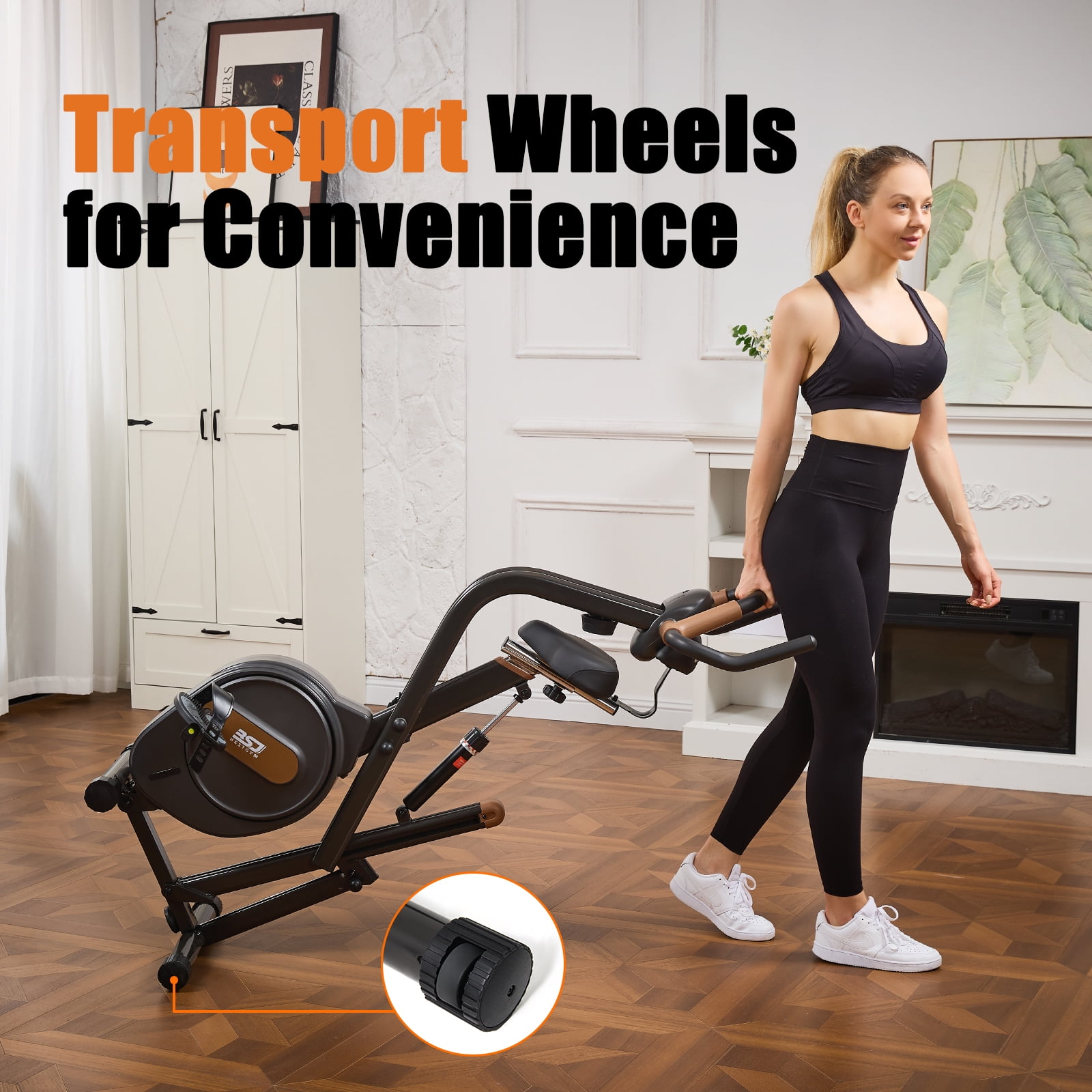 BSJ BESTGYM 3 in 1 Squat Machine,Exercise Bike,Adjustable Magnetic Resistance Stationary Bikes for Home with App Compatible,Squat Assist Trainer,Indoor Bike with 300lbs Weight Capacity,Workout Bike