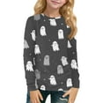 thumbnail image 2 of Drmagiyhm Shirts for Girl Size 10-12 Cute Halloween Crewneck Shirt Floral Print Tshirt Casual Holidays Fashion Girls Long Sleeve Tops, Tees & Blouses 5-6 Years Gray, 2 of 3