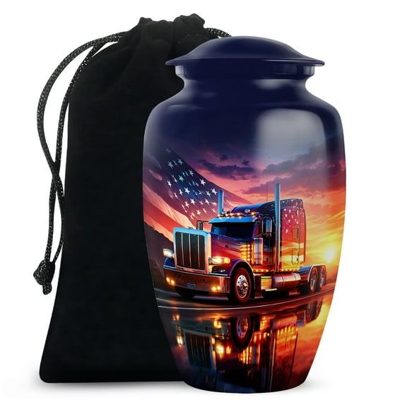 Sunset Truck Cremation Urn, Burial Urns For Human Ashes, Urns For Human Ashes Adult Man, Decorative American Truck Memorial Funeral Urn For Men & Women , (Size, 10 Inch, 1 Pc)