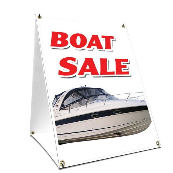 A-frame Sidewalk Boat Sale Sign With Graphics On Each Side | 24" X 36" Print Size