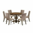 thumbnail image 5 of East West Furniture 7 Piece Dining Table Set Contains a Wooden Dining Table and 6 Dark Khaki Linen Fabric Dining Room Chairs with High Back - Distressed Jacobean Finish, 5 of 7