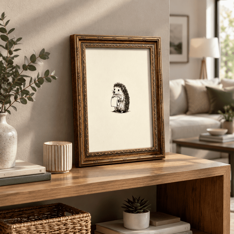 Little Hedgehog 11"L x 9"W Canvas Art Print Bathroom Wall Decor ...