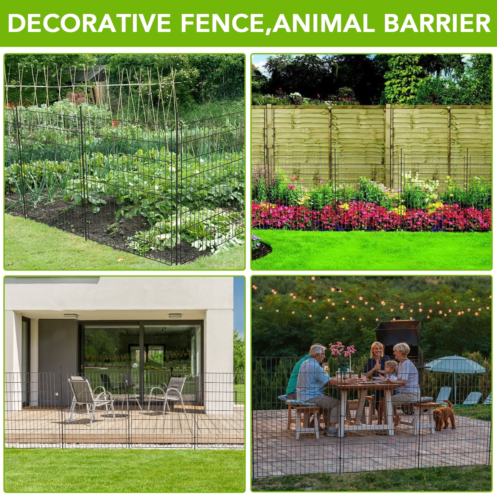 ChaoLink Garden Fence,10 Panels No Dig Decorative Fence for Outdoor ,Yard, Patio,29*32 In Animal Barrier Rustproof Metal Wire Panel,Temporary Dog Fence Flat topFlat top 29w×32h in
