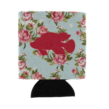 

Caroline s Treasures BB1013-RS-BU-CC Fish - Tropical Fish Shabby Chic Blue Roses Can or Bottle Hugger Blue Can Hugger