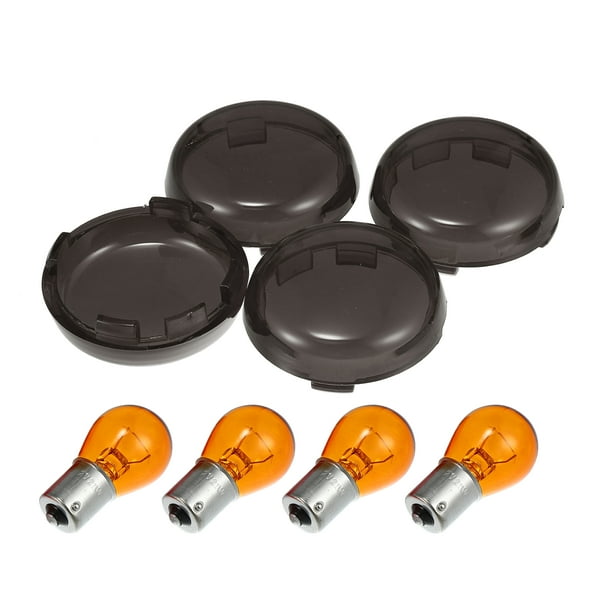 Kit de lente de lente de señal de giro negro ahumado para Harley con bombillas 1156 1157 para Harley Davidson Touring Softail Dyna Sportsters 2002-2013 Luz de color ámbar