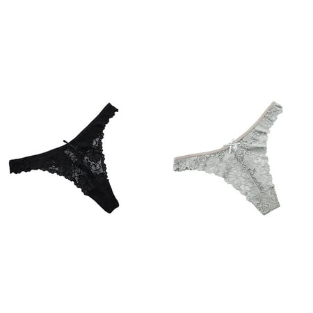 2-Pack Women Lace See-Through Breathable Thongs Briefs Panties Lingerie Underwear Bridal Lingerie Women Sleepwear Satin Lingerie for Women See Thru Lingerie for Women Lace Bodysuit for Women