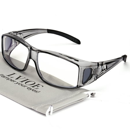 LVIOE Fit Over Blue Light Blocking Glasses and Computer Eyewear- Wear Over Prescription Glasses/ Reading Glasses/ RX Glasses