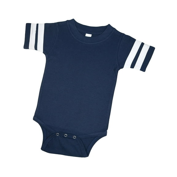 Short Sleeve Football Bodysuit-Navy-3-6m