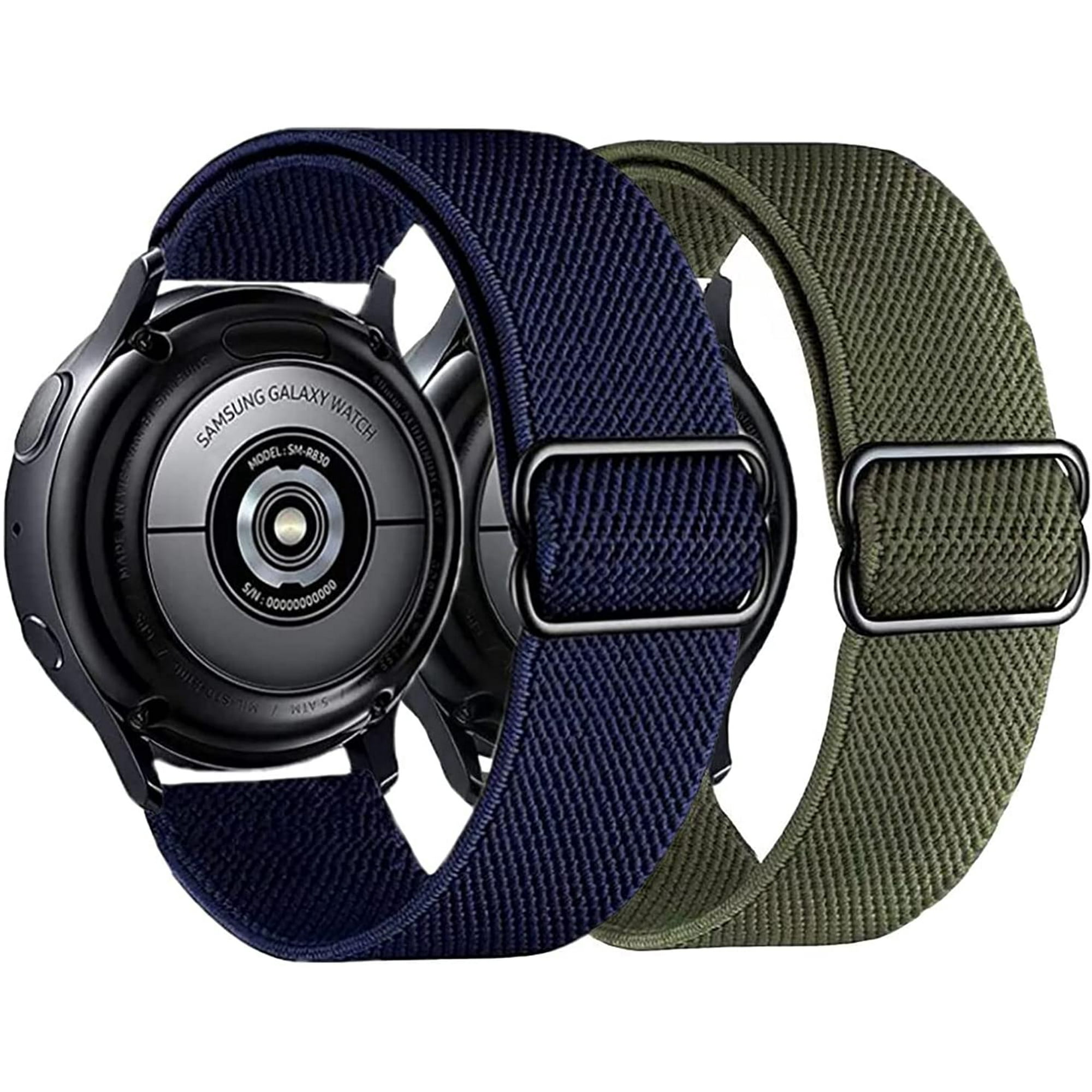 KOMI 2PACK Nylon Bands Compatible with Samsung Galaxy Watch 7/FE/6/5/4 44mm 40mm/ Watch 6 Classic 43mm 47mm/ Watch 5 Pro 45mm/Active 2,20mm Stretchy Sport Black Red+Gray