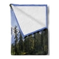 thumbnail image 2 of Landscape Soft Flannel Fleece Throw Blanket, Fall Colored Trees and Snowy Mountain Landscape with Crystal Lake Nature, Cozy Plush for Indoor and Outdoor Use, 70" x 90", Green Blue White, by Ambesonne, 2 of 5