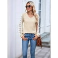thumbnail image 3 of Womens Long Sleeve Shirts V-Neck Tops Business Casual Blouses Tee Trendy 2025 Fall Fashion Outfits Clothes  L, 3 of 8