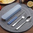 thumbnail image 3 of 3Pcs Portable Fork Spoon Chopstick Tableware Travel Camping Cutlery Set with Box Kitchen Tool, 3 of 6