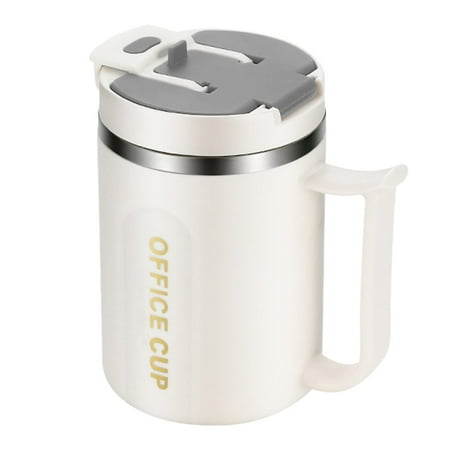

XiLanHUA Clearance 500ml Insulated Stainless Coffee Mug with Lid And Handle Folding Spoon Inside The Lid Multifunctional Coffee Mug for Coffee Beverages And Juices