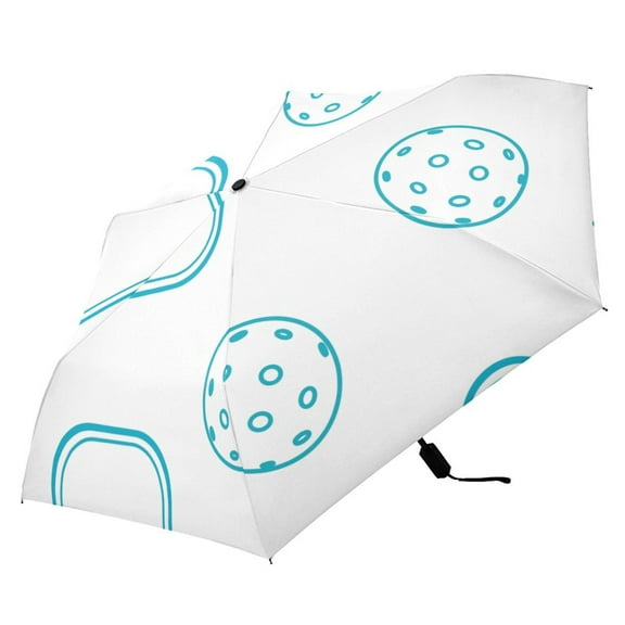 Pickleball Blue Compact Folding Umbrella for Rain Windproof Travel Umbrella UPF 50  Lightweight Packable Arc Size