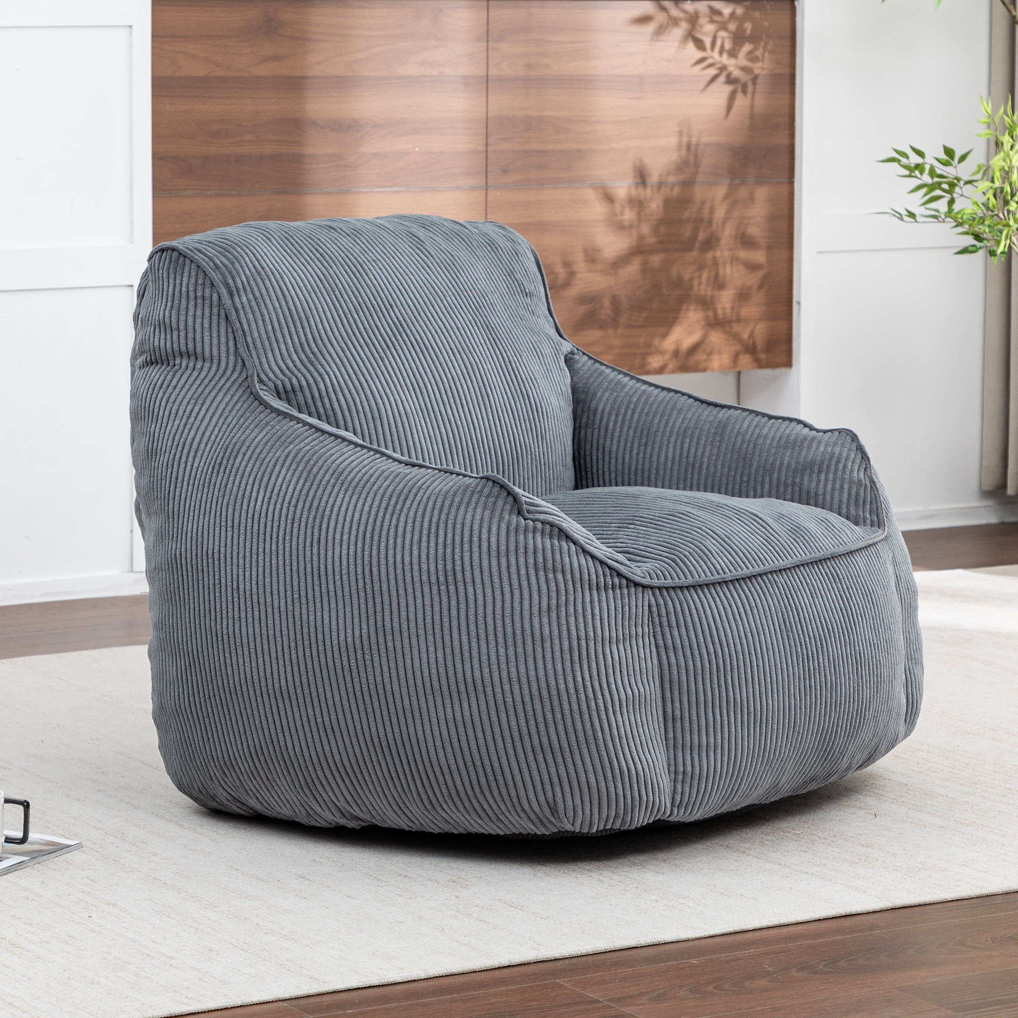 Giant Bean Bag Chair Sofa for Adults Teens, Comfy Corduroy Large Bean Bag Chairs with Armrests for Bedroom Living Room, Adult BeanBag Lazy Sofa Couch Chairs with Filler Included