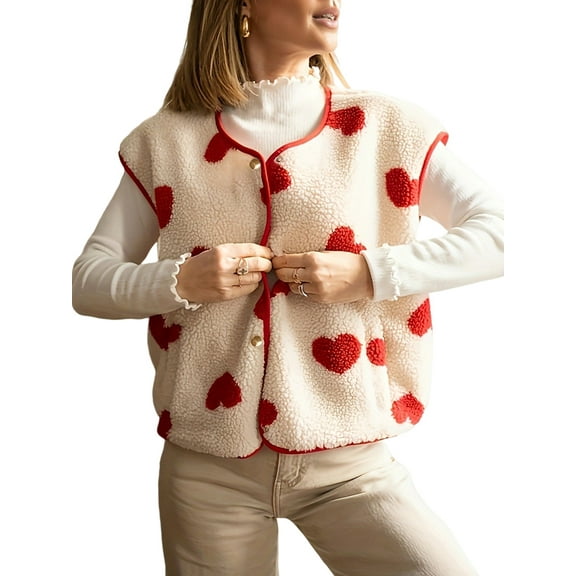 Female Fleece Vest Coat Beige S