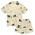 thumbnail image 2 of Silky Satin Kids' Pajama Set Breathable & Smooth Unisex Button-Down Pajamas Cute Bees and Honeycomb Pattern, 2 of 7