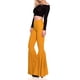 thumbnail image 5 of Qarigey Pantalones acampanados de cintura alta elegantes y cómodos, pantalones acampanados de algodón transpirables para mujer Prendas para la parte inferior del cuerpo amarillo l, 5 of 6