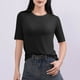 thumbnail image 2 of Tops de Manga Corta de Mujer Casual, Color Sólido Manga 1/2, Camiseta de Cuello Redondo, 2 of 6