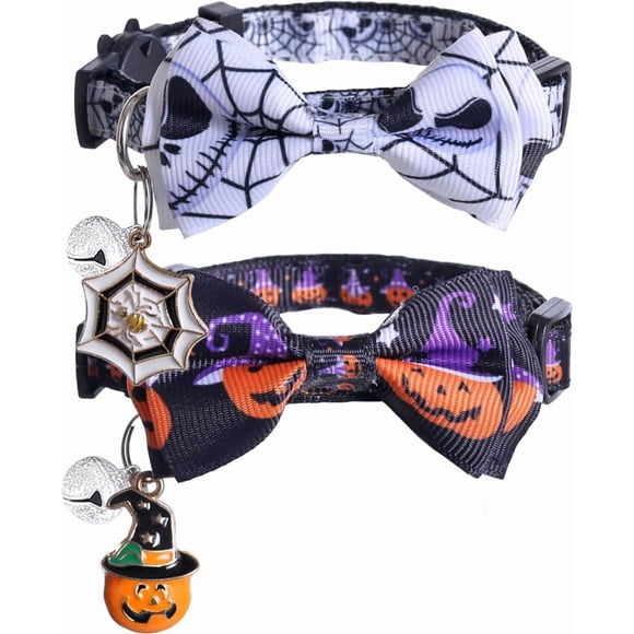 YSTIANN Halloween Cat Collar, Breakaway Safety Collar with Adjustable Cute Bow Tie & Bell - Festive Kitty Accessory for Halloween Costumes WJ94-3445