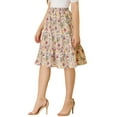 thumbnail image 4 of INSPIRE CHIC Women's Skirts Knee Length Elastic Waist A-Line Flowy Tiered Ruffle Floral Skirt S Multicolor, 4 of 7