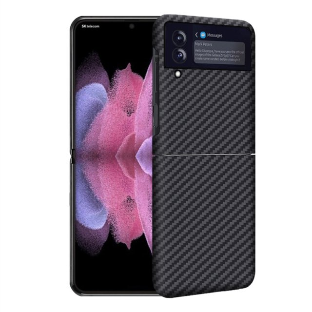 Estuche De Teléfono De Fibra De Carbono Compatible Con Samsung Z Flip 3 Estuche Protector De Teléfono Delgado Antihuellas Dactilares Cateissary EL016272-00