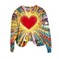 thumbnail image 2 of Qepwscx Oversized Tshirts For Women Long Sleeve Valentine'S Day Crew Neck Sweatshirts Love Heart Printed Colorful Blouses Womens Going Out Tops Pullover Sweatshirt Graphic Plus Size Shirt Vacation, 2 of 5