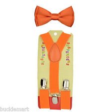 Kid/'s Suspender Bowtie Matching Set Polka Dot Orange Combo Set Infant Kids Baby Toddler Wedding Photo Shoot