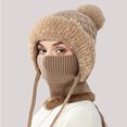 thumbnail image 2 of XIAOCHA Women's Fleece‑Trim Ear‑Flap Beanie Solid Outdoor Snow Neck Gaiter Fall Winter Neckwear,Khaki, 2 of 4