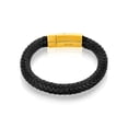 thumbnail image 2 of Coastal Jewelry Gold Plated Stainless Steel Black Leather Bracelet, 2 of 4