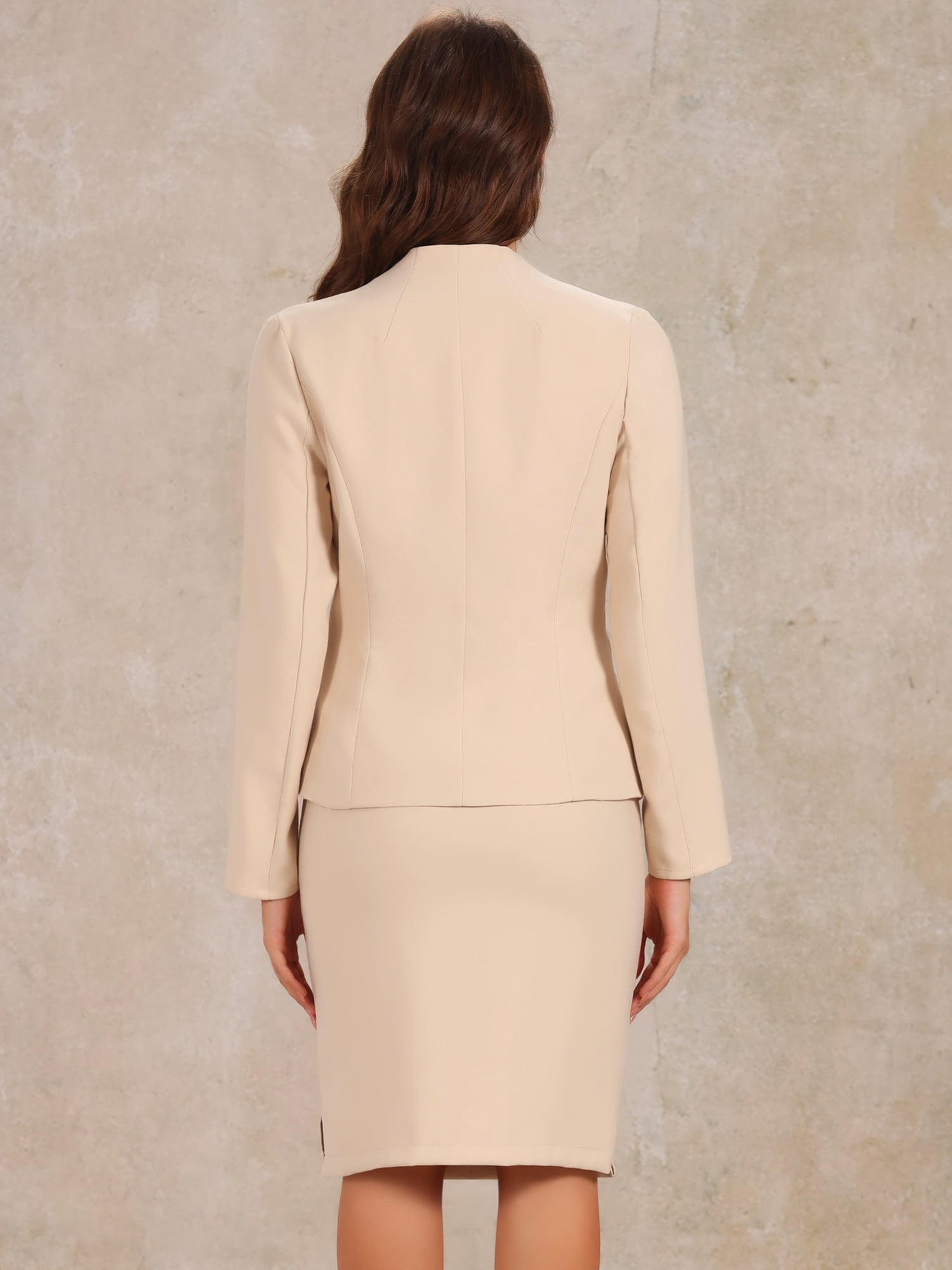 DARING DIVA Women's 2-Piece Business Blazer Pencil Skirt Suit Set XL Beige