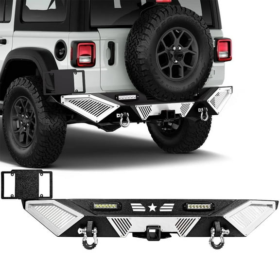 Rear Bumper for 2018-2025 Jeep Wrangler JL Unlimited w/ LED Light D-Ring
