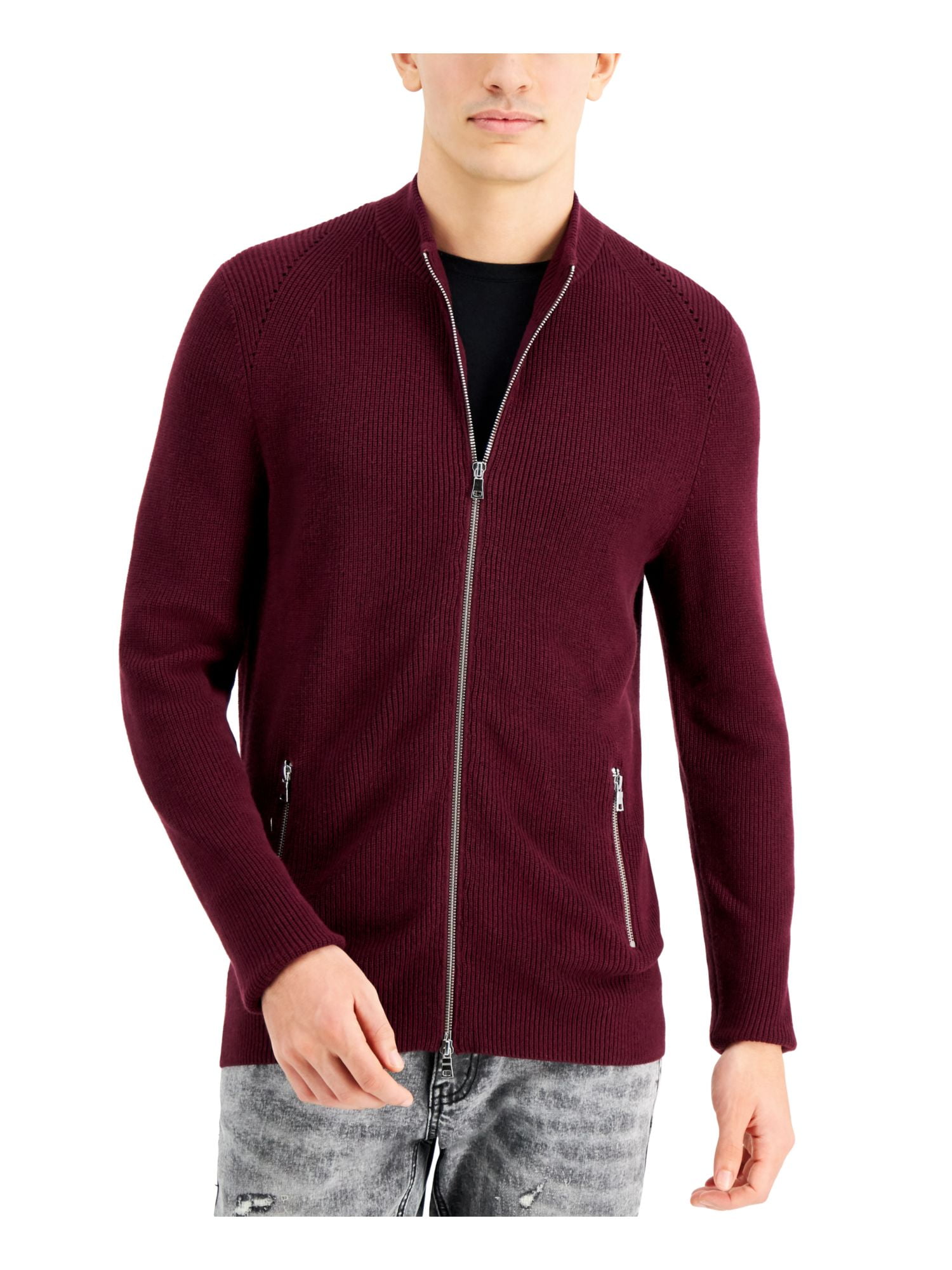 Burgundy Full Zip Sweater XL -