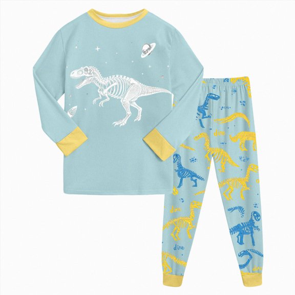 Boys Pajamas Cotton Truck Pjs Toddler Sleepwear Kids Winter Clothes Set 6-12 Months 12-24 Months 2t 3t 4t 5t 6t 7t 8t 9t Children(Light Blue,5-6 Years)