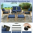 thumbnail image 4 of Resenkos 7 Piece Outdoor Conversation Set, Small Patio Conversation Furniture Set with Stable Acacia Wood Frame Cozy Seat & Back Cushions-Navy, 4 of 8