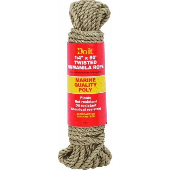 Do it Best 1/4 in. x 50 Ft. Natural Twisted Unmanila Polypropylene Packaged Rope - 1 Each