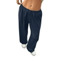 thumbnail image 6 of Cyglowse Baggy Wide Leg Sweatpants Women Lightweight Low Rise Sweatpants with Pockets Spring Comfy Yoga Pants Cotton Joggers Dark Blue L, 6 of 7