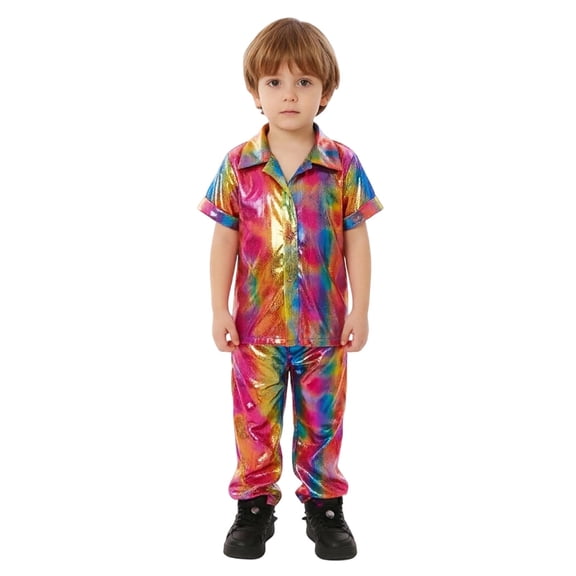 Ulitacool Boy Outfits Crewneck Long Sleeve Cartoon Prints T Shirts Pants Charm Toddler Wear 3-4 Years Multicolour