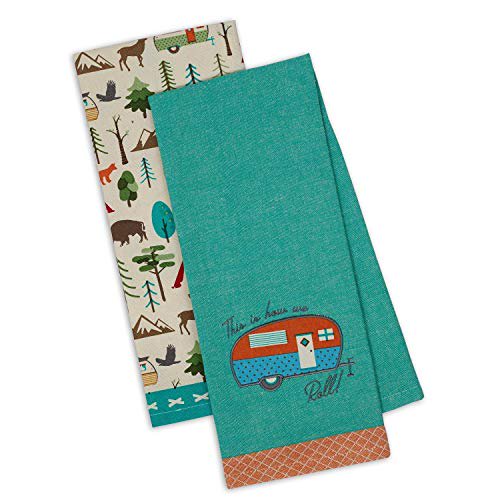 Design Imports DII Happy Camper How We Roll Dish Towels Set of 2