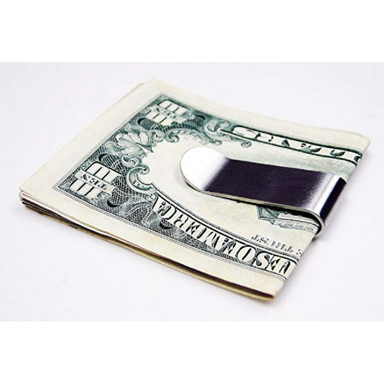 Stainless Steel Money Clip - Durable Silver Metal Pocket Holder for Cash  and Credit Cards TIKA
