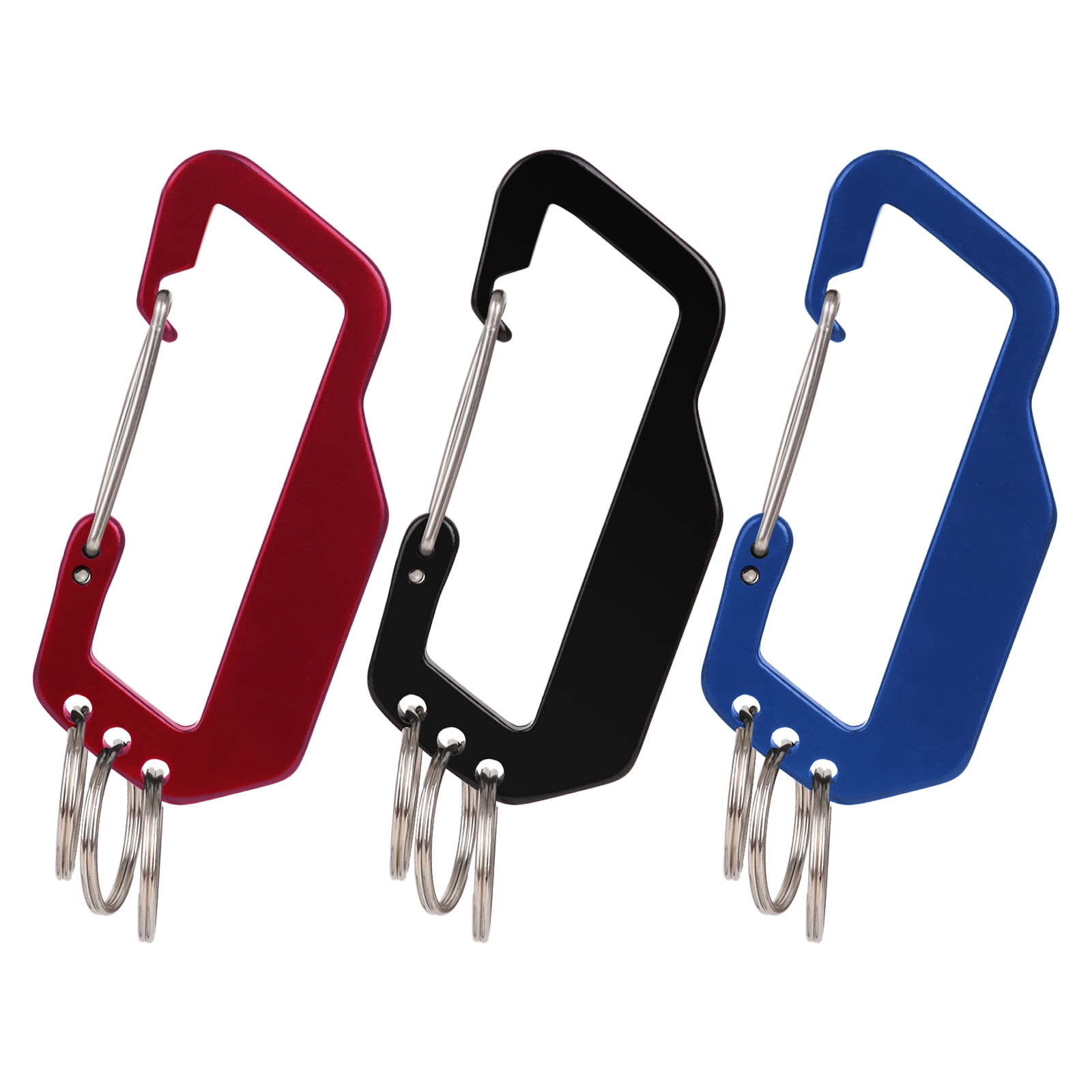 Toptie 10 Pcs Carabiners, Keychain Clip Hook with 3 Key Rings, 3-3/8 Inches Aluminum Black Spring Clip