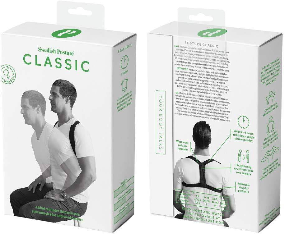 Swedish Posture Classic Shoulder and Upper Back Support m-L (Unisex) Black