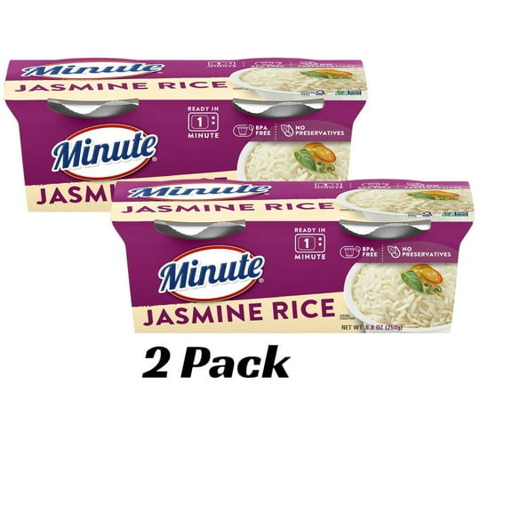 (2 pack) Minute Ready-to-Serve Jasmine Rice, Microwaveable Rice Cups, 4.4 oz, 2 Ct