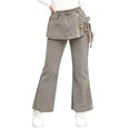 thumbnail image 2 of Mifsaly Girls Skirted Flare Pants Elastic Waist Straight Leg Skort Trousers Kids Cute Casual Bell Bottom Pant with Pockets, 2 of 8