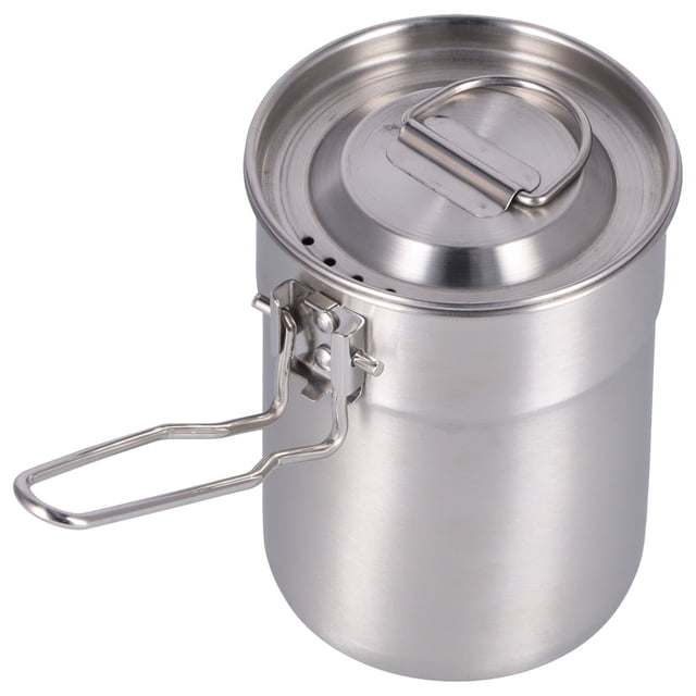 Camp Cooking Pots, Wire Drawing Camping Coffee Pot Round Easy Carry for Hiking