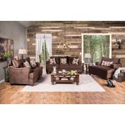 Transitional Chocolate Chenille Sofa and Loveseat FOA Wessington